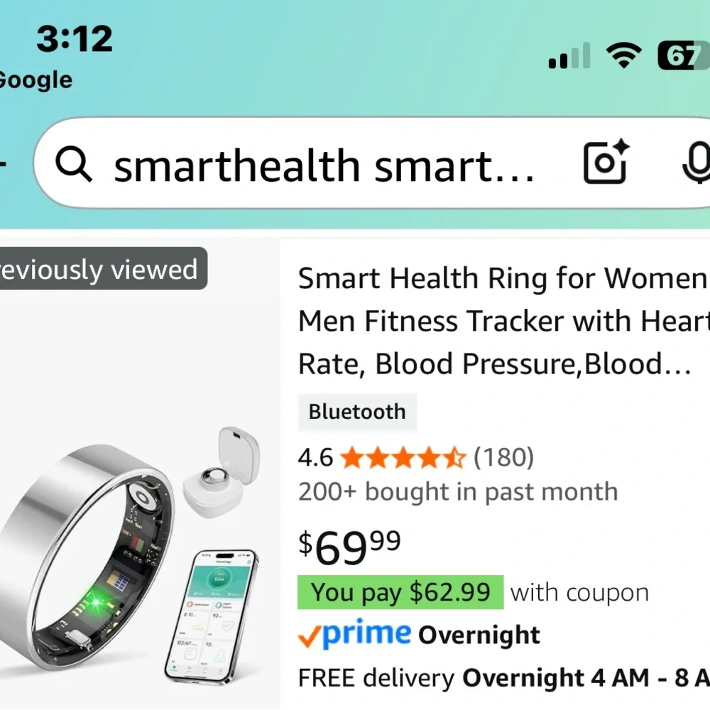 Warehouse Deal.Not onmkt.SMART RING. Advanced Wellness Ring bySMARTHEALTH Box 5.